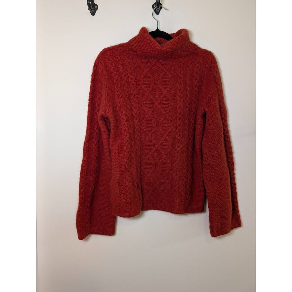 Carole Little Vintage Chunky Knit Sweater Burnt Orange Rust Med Cozycore Angora - Picture 4 of 13